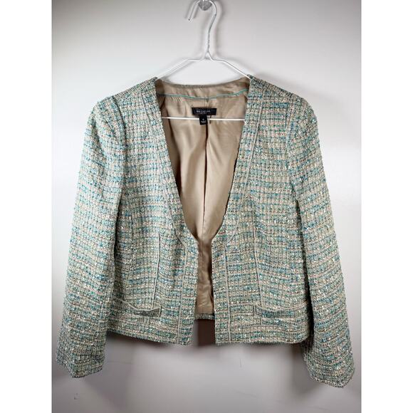 Ann Taylor Blazer Women’s 8 Metallic Tweed Cropped Jacket Workwear Career Office - Picture 6 of 13